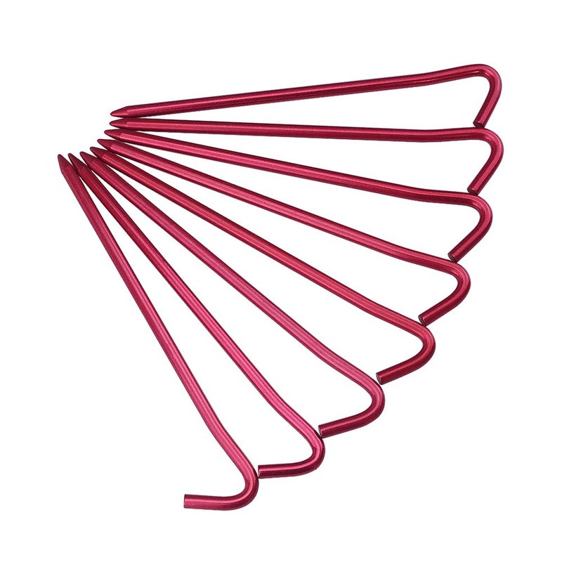 Hikemax 7075 Aluminum Tent Stakes 10 Pack - Ultralight 7 Inch Hook Tent Pegs with Carrying Pouch - Made for Camping Trip, Hiking and Gardening Red - Image 3